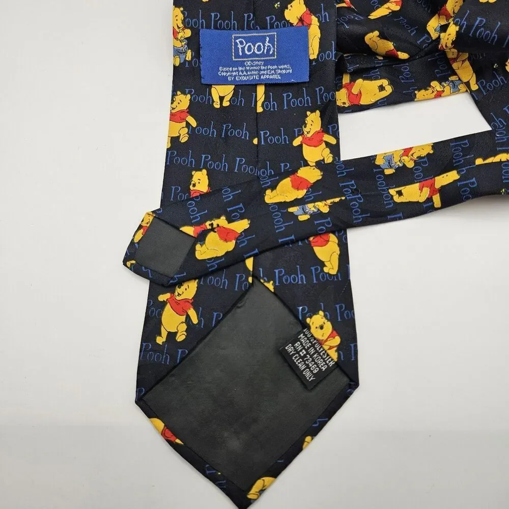 Disney Winnie‎ The Pooh Navy Text Honey Pot Tie Cartoon Teacher Party 59x4 1/8